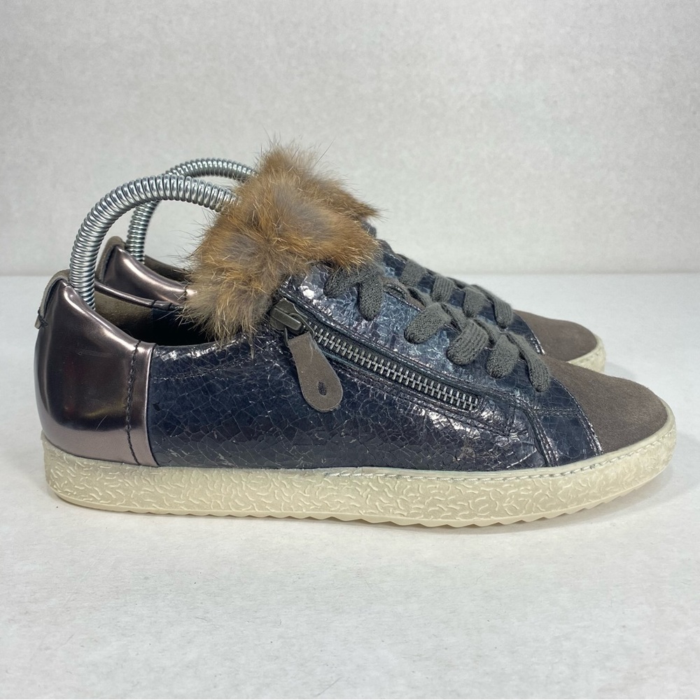Paul Green Leather Side Zip Fur Trim Sneakers Shoes; Women’s Size 5 UK / 7.5 US